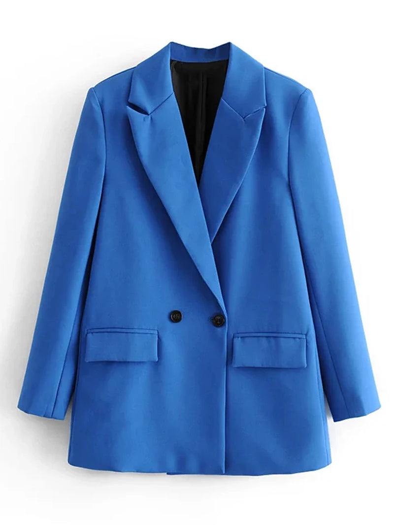 TRAF Women's Blazer - Stylish Office Wear in Black, Beige, Khaki, Blue, Green, and Gray - 2024 Collection