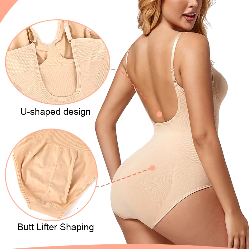 Low Back Bodysuits Shapewear for Women Open Crotch Body Shaper Seamless Tummy Control Push up Corset Tank Top Backless Underwear