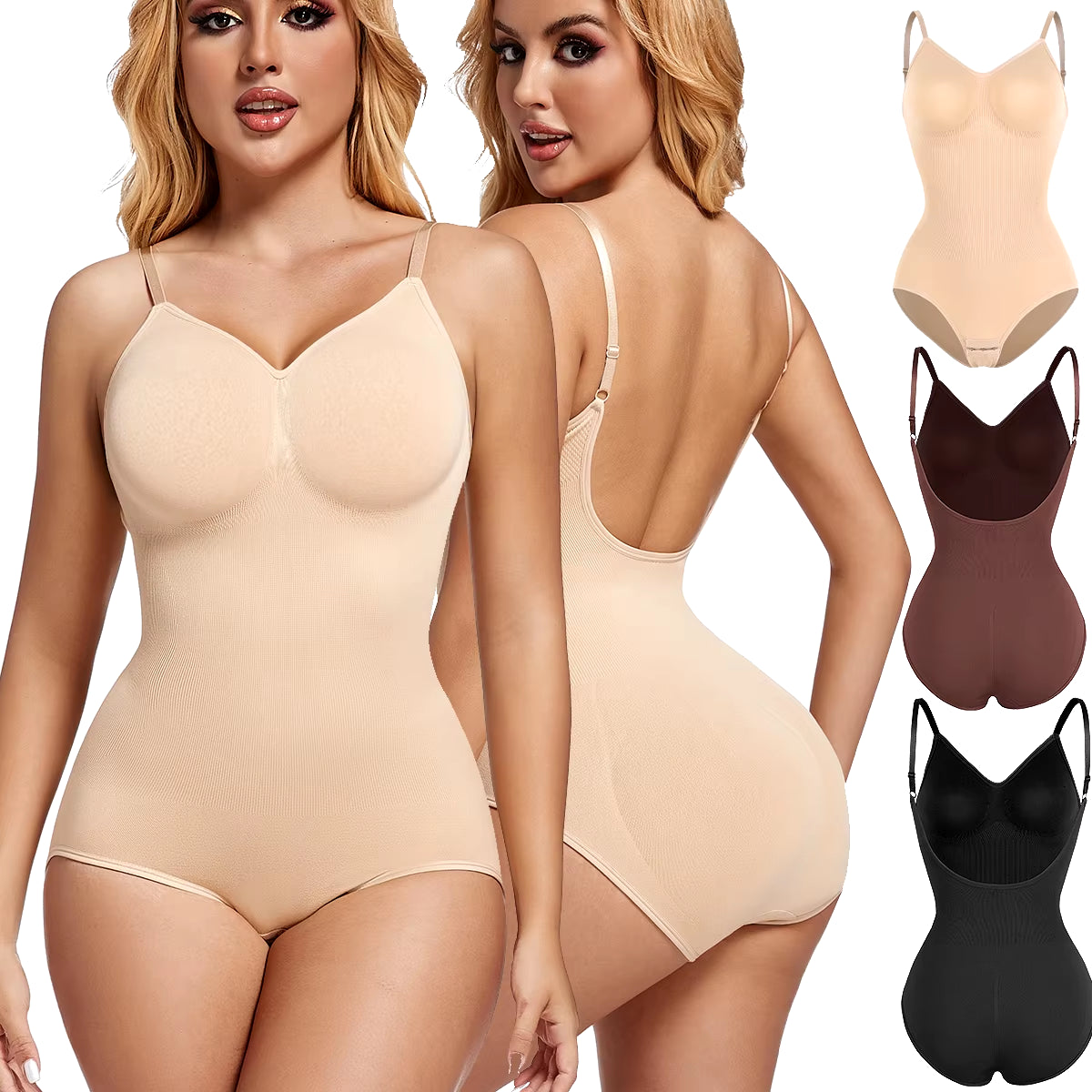 Low Back Bodysuits Shapewear for Women Open Crotch Body Shaper Seamless Tummy Control Push up Corset Tank Top Backless Underwear