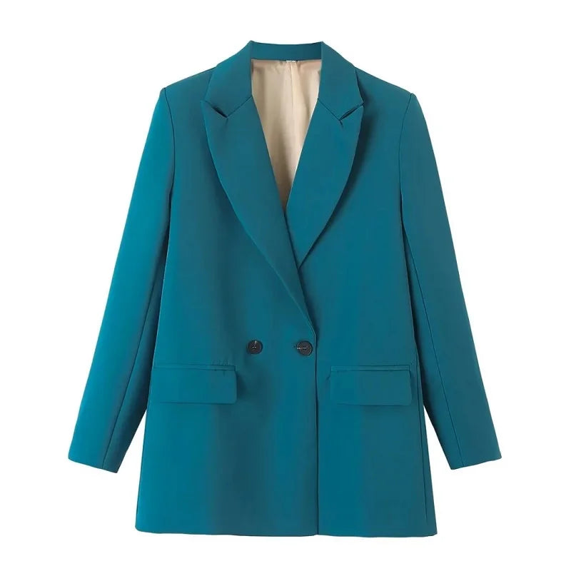 TRAF Women's Blazer - Stylish Office Wear in Black, Beige, Khaki, Blue, Green, and Gray - 2024 Collection
