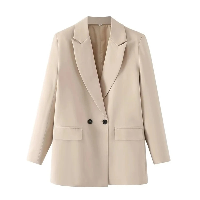 TRAF Women's Blazer - Stylish Office Wear in Black, Beige, Khaki, Blue, Green, and Gray - 2024 Collection