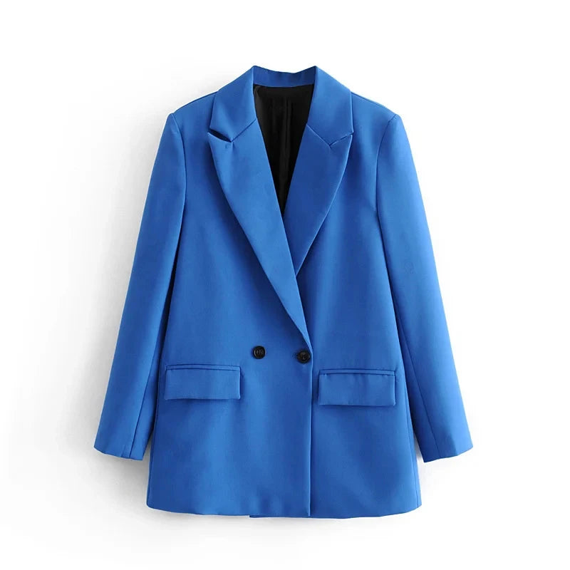 TRAF Women's Blazer - Stylish Office Wear in Black, Beige, Khaki, Blue, Green, and Gray - 2024 Collection