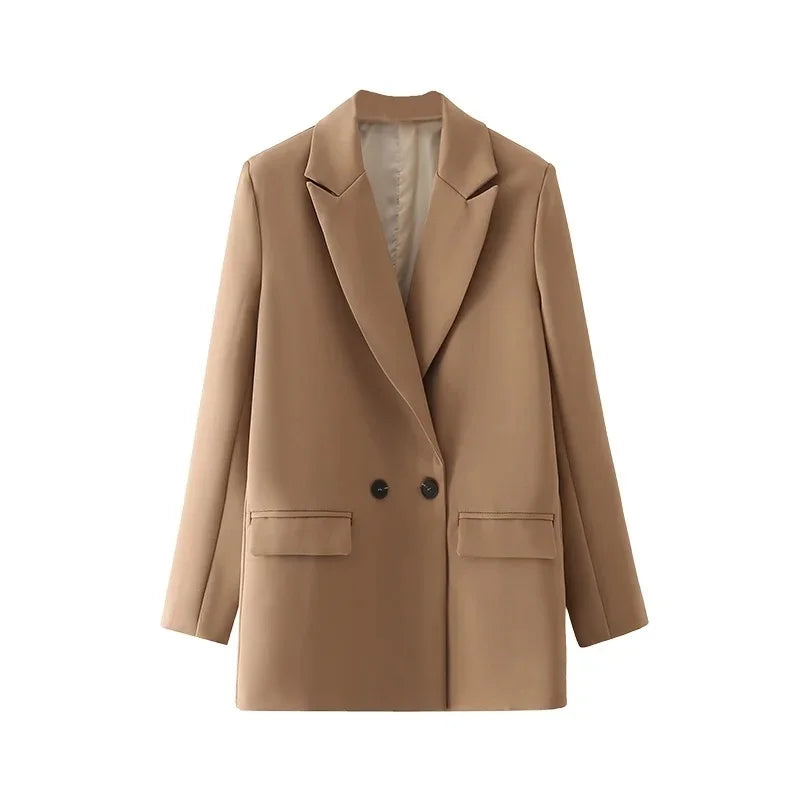 TRAF Women's Blazer - Stylish Office Wear in Black, Beige, Khaki, Blue, Green, and Gray - 2024 Collection