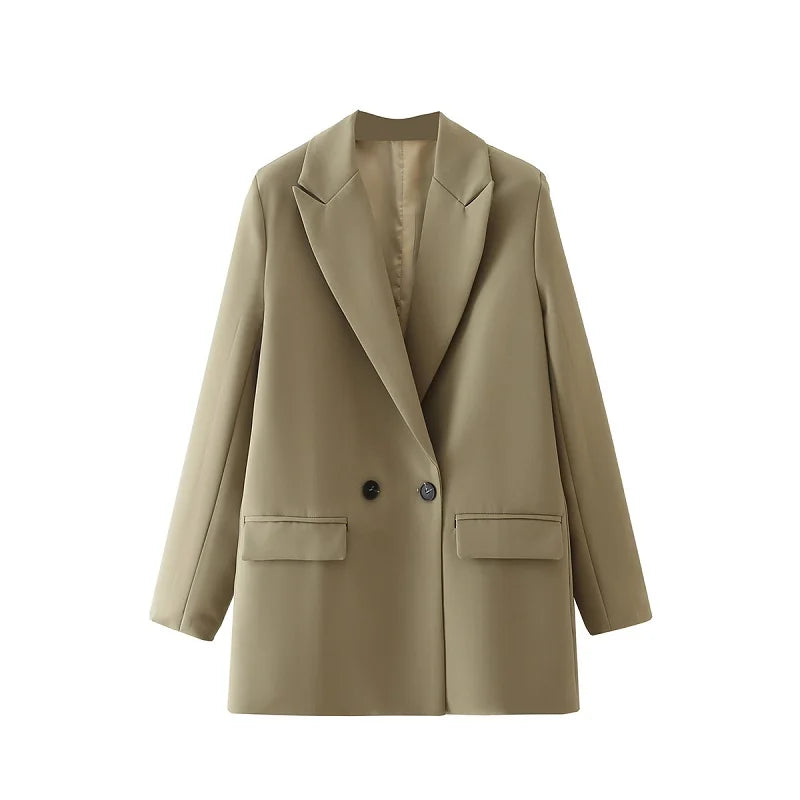 TRAF Women's Blazer - Stylish Office Wear in Black, Beige, Khaki, Blue, Green, and Gray - 2024 Collection
