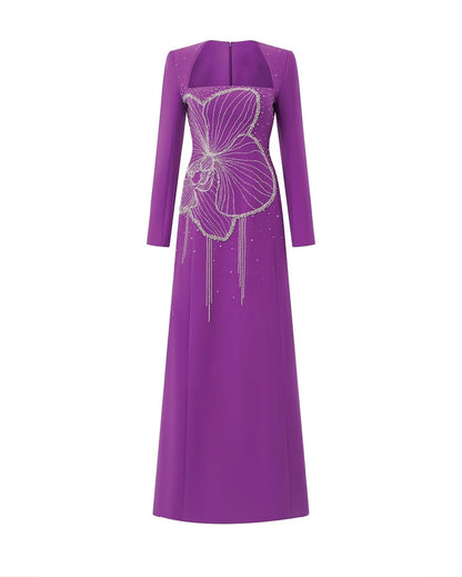 Customized Jersey Beading Draped Cocktail Party A-Line Square Collar Bespoke Occasion Gown Long Dresses