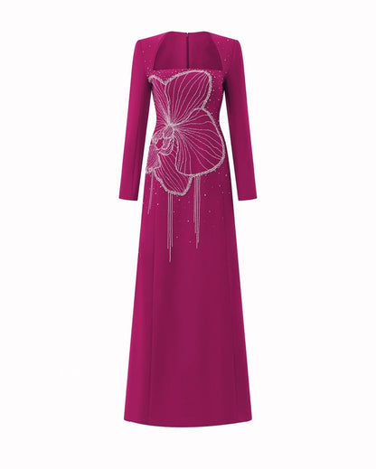 Customized Jersey Beading Draped Cocktail Party A-Line Square Collar Bespoke Occasion Gown Long Dresses