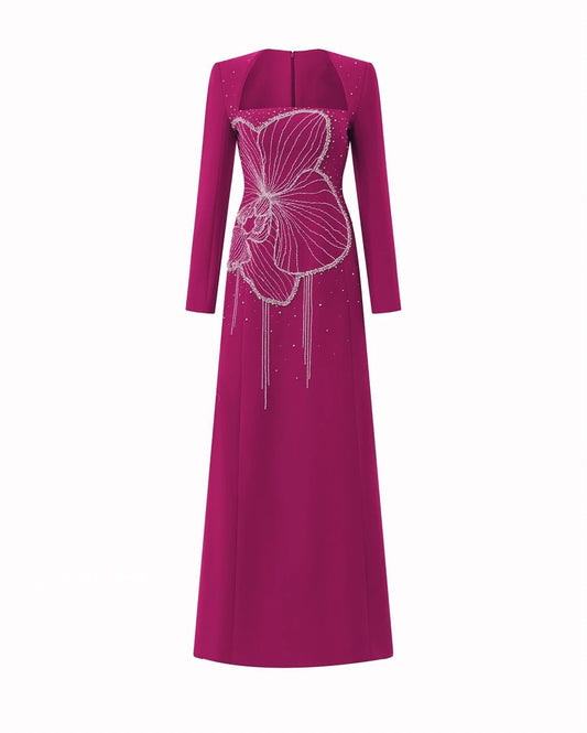 Customized Jersey Beading Draped Cocktail Party A-Line Square Collar Bespoke Occasion Gown Long Dresses